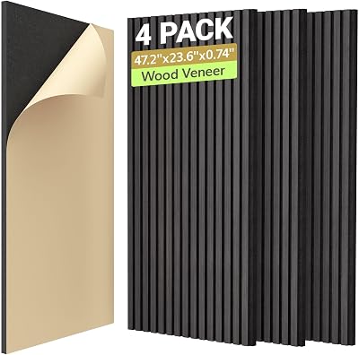 TONOR 4-Pack Acoustic Wood Veneer Wall Panels 47.2x23.6x0.74 inches