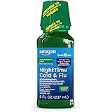 Amazon Basic Care Nighttime Cold & Flu Relief, Pain Reliever, Fever Reducer, Cough Suppressant, Antihistamine, Original, 8 Fl