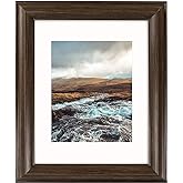 Golden State Art, 11x14 Brown Color Photo Frame, 2-inch wide, with Ivory Mat for 8x10 Picture & Real Glass