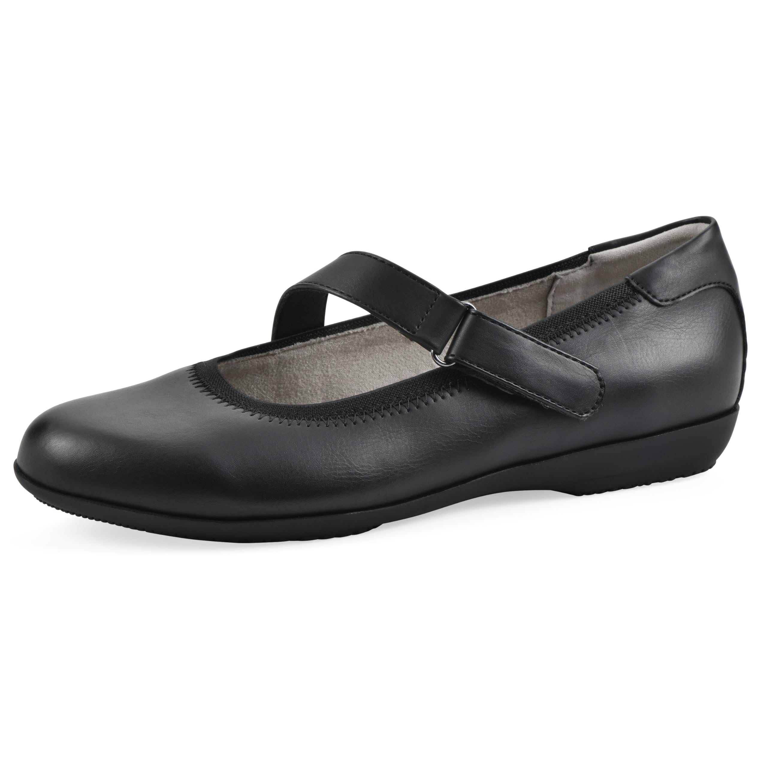 Cliffs by White Mountain Women’s Carwen Cushioned Mary Jane Flat, Black/Smooth, 10 M