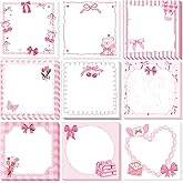 INCOK Coquettte Pink Bow Sticky Notes - 9 PCS Self Stick Note with Pink Bear Butterfly Cherry Pattern to Do List Memo Pads School Office Study Supplies for Women Girly 3x3 Inches