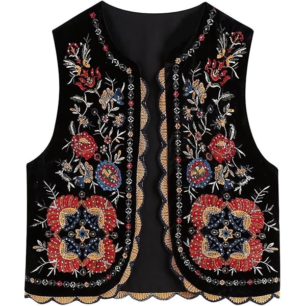 トップス 22FW cord embroidery vest Amazon.com: Michellecmm Women's Vintage Embroidered Floral