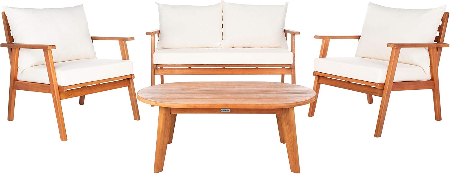 Safavieh PAT7050A Collection Deacon Natural and Beige 4-Piece Outdoor Patio Set : Garden & Outdoor