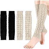 Roontin Leg Warmers – Women’s Winter Knit Boot Socks, Soft Acrylic Cable Knit Long Slouch Knee High Warmers, 80s Retro Style Fashion Accessories, Cozy Winter Leg Warmers for Party, Dance, Outdoor