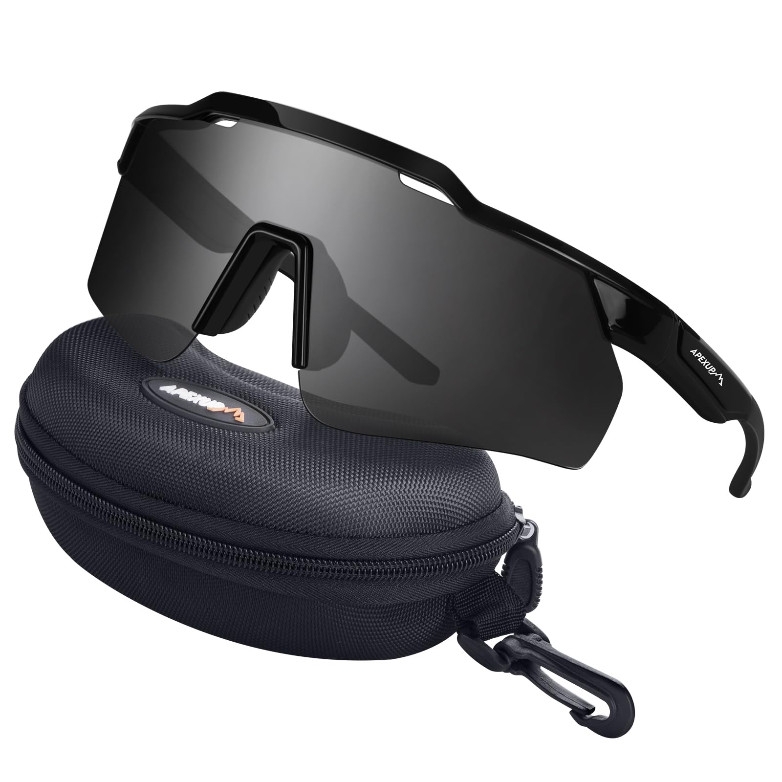 APEXUP Sports Polarized Sunglasses for Men Women, UV400 Protection Men's Sunglasses for Cycling, Fishing (Grey)