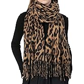 HinyBoeh Classic-Leopard-Scarf for Womens Winter-Scarves Soft-Warm Faux-Pashmina Shawls-Wraps(28'W X 71''L)