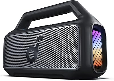 soundcore by Anker, Boom 2 Outdoor-Lautsprecher, 80W, Subwoofer, BassUp 2.0, 24h Akku, IPX7 Wasserdicht & Schwimmt, LED-Licht, USB-C, EQ, BT 5.3, Mobiler Bluetooth-Speaker, Camping, Strand, Garten