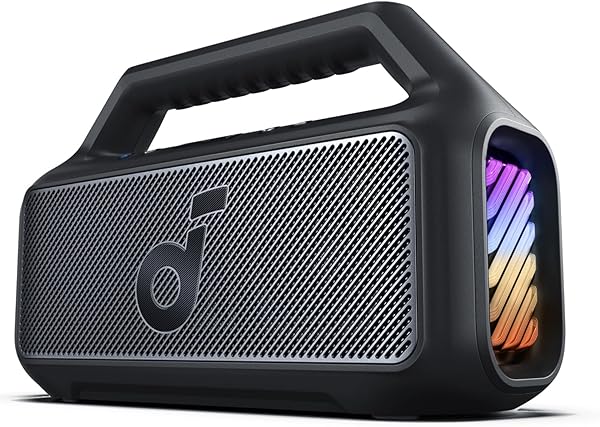 soundcore by Anker, Boom 2 Outdoor-Lautsprecher, 80W, Subwoofer, BassUp 2.0, 24h Akku, IPX7 Wasserdicht & Schwimmt, LED-Licht, USB-C, EQ, BT 5.3, Mobiler Bluetooth-Speaker, Camping, Strand, Garten
