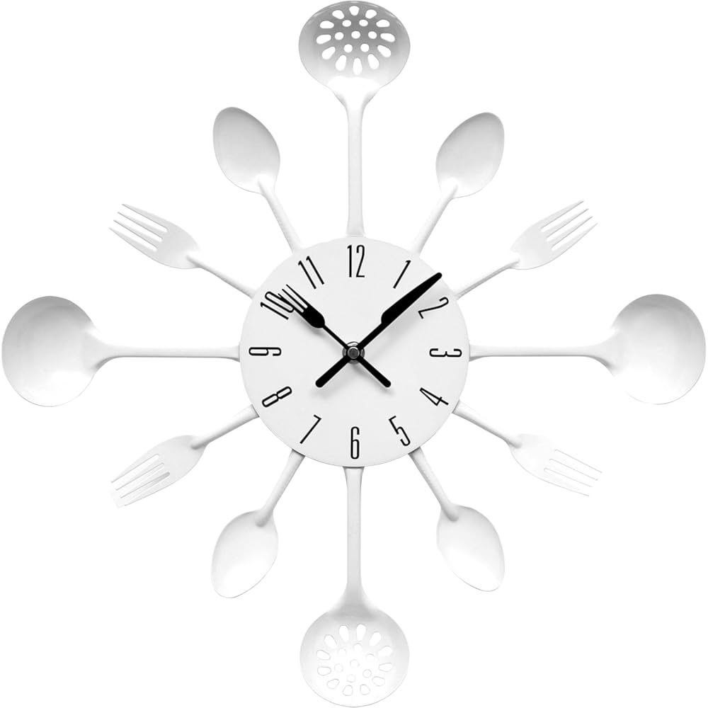 Premier Housewares White Cutlery Wall Clock My Kitchen Accessories