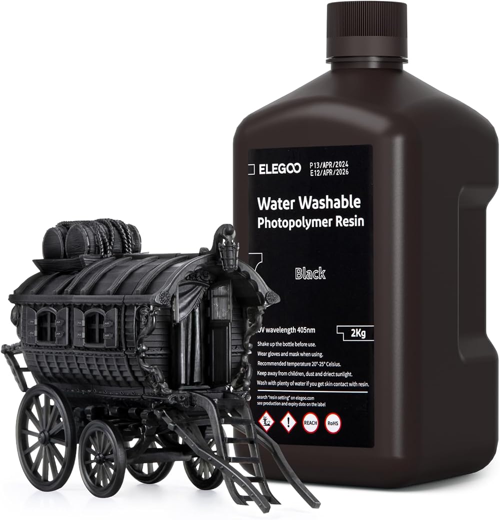 ELEGOO Water Washable Resin Black 2KG 405nm Fast Curing LCD MSLA