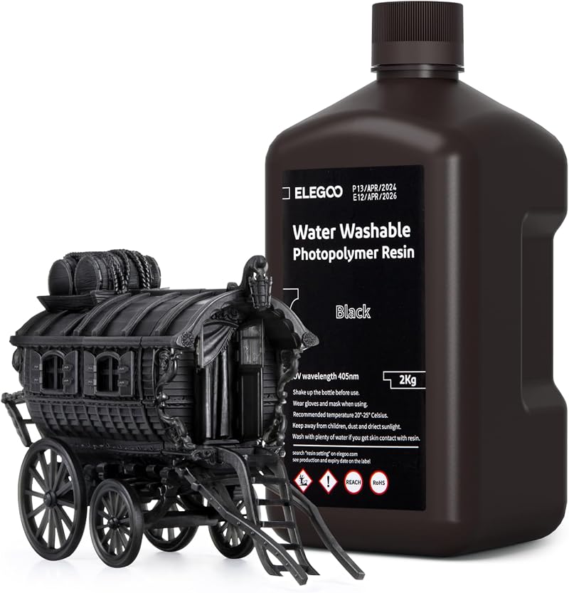 ELEGOO Water Washable Resin Black 2KG 405nm Fast Curing LCD MSLA