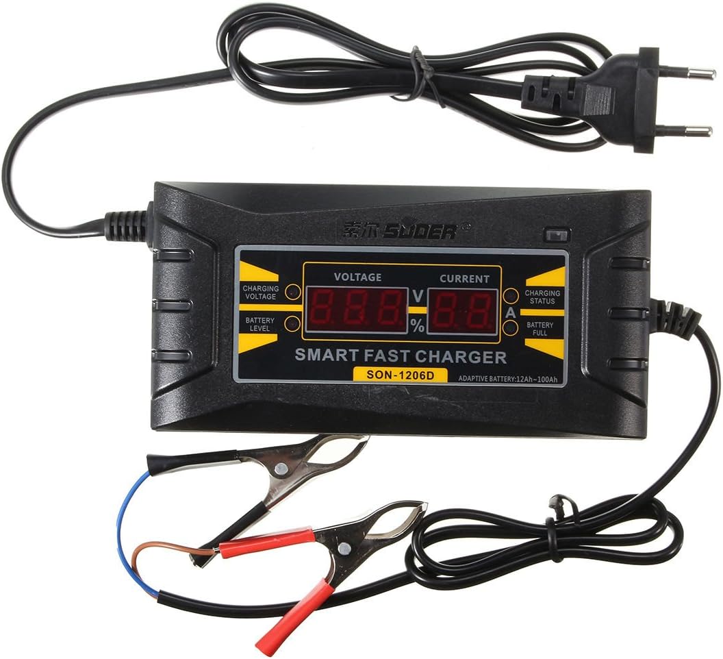 Marketworldcup - 12V 6A Smart Car Motorcycle PWM Battery Charger LCD Display Fast Trickle Charger