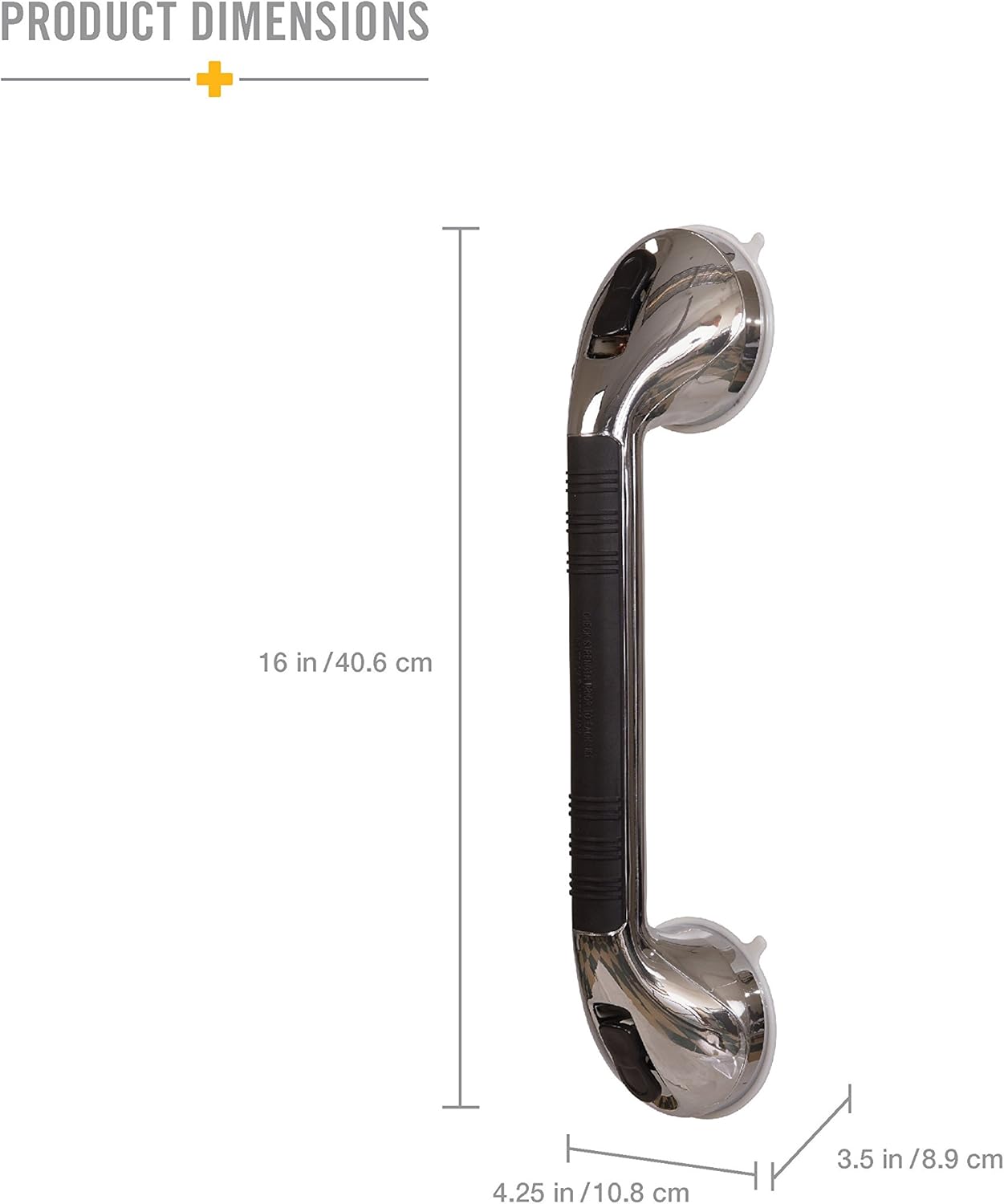 HealthSmart Shower Grab Bar, Suction Cup Grab Bar, Bathroom Safety Grab Bar with Germ Protection, Chrome, 16 Inches: Health & Personal Care