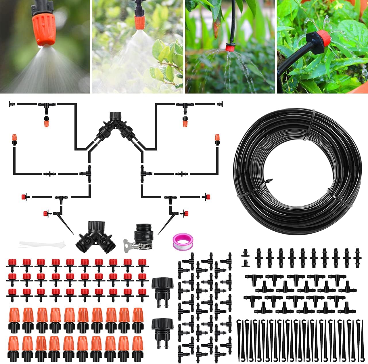 Aiglam Garden Irrigation System 98FT/30M Drip Irrigation Kit,1/4