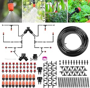Aiglam Garden Irrigation System 98FT/30M Drip Irrigation Kit,1/4