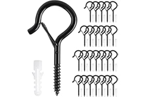 1.5-inch Screw Hooks for Hanging Outdoor String Lights, 26 PCS Q-Hanger Hooks with Safety Buckle, Screw-in Ceiling Hooks for 