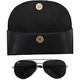 The Antiq Leather Sunglasses Case Genuine Eyeglass Holder Reading Glasses Protector Vintage Eyewear Storage for Men and Women