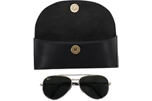 THEANTIQ The Antiq Leather Sunglasses Case Genuine Eyeglass Holder Reading Glasses Protector Vintage Eyewear Storage for Men and Women