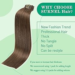 Clip in Hair Extensions Real Human Hair, SURNEL