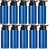 LYDTICK 10 Pack Water Bottles Bulk, 20oz Sports Aluminum Water Bottle with Snap Lids Metal Reusable Water Bottles Leak proof Personalized Bottle for Travel Camping Gym Hiking Fishing(Blue)