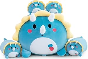 Gudisi Valentines Day Stuffed Animals Dinosaur Plush with 4 Babies Plushies Gifts for Kids Him Her Girlfriend Boyfriend