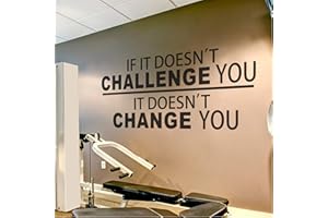 BATTOO Fitness Wall Decal - If It Doesn't Challenge You. It Doesn't Change You- Classroom Wall Decor- Inspirational Quote Wall Decal Sticker(Black, 30" WX14 H)