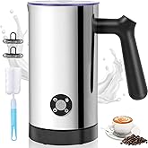 Milk Frother, 4-in-1 Milk Frother and Steamer, 10.6oz Electric Milk Steamer, Automatic Cold and Hot Foam maker for Lattes, Cappuccinos, Ceramic Lining Interior (Polished)