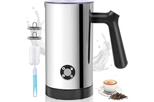 CASIMHU Milk Frother, 4-in-1 Milk Frother and Steamer, 10.6oz Electric Milk Steamer, Automatic Cold and Hot Foam maker for Lattes, Cappuccinos, Ceramic Lining Interior (Polished)