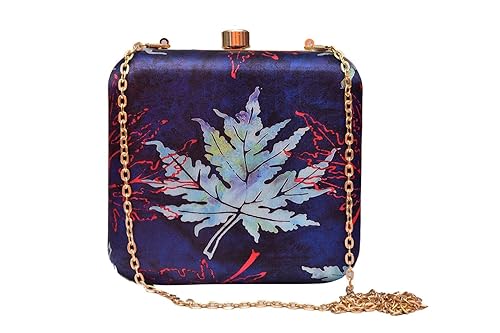 sugarcrush Womens Satin Clutch with Detachable Sling (Blue)