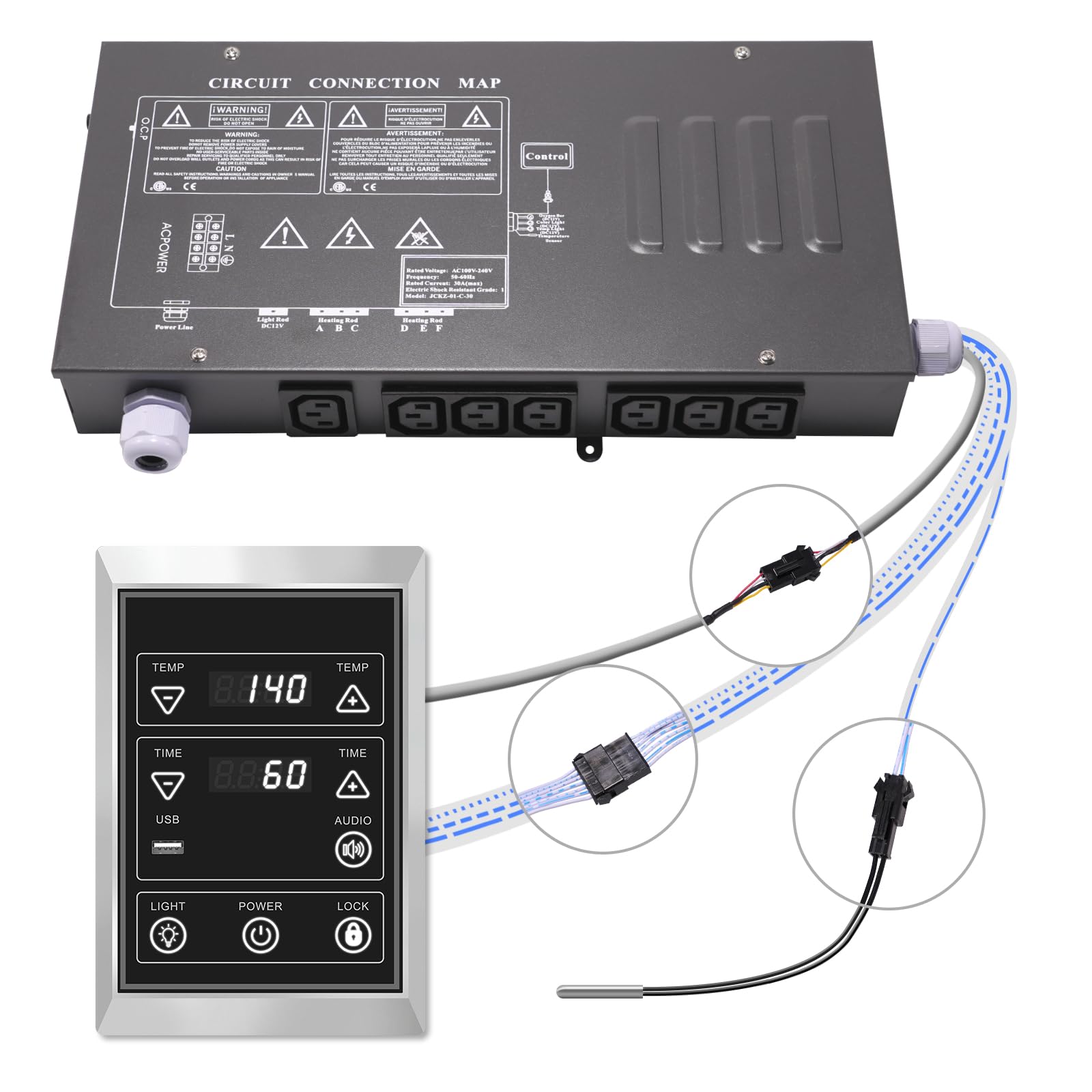 Photo 1 of iDOTODO Infrared Sauna Electrical Control Box and Infrared Sauna LCD Control Panel with a Temperature Control Probe, 220V