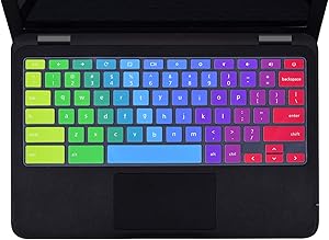 Keyboard Cover Skins Compatible with 11.6" Dell Chromebook 11 3120 3180 3181 3189 5190 & Dell 11.6" Chromebook C3181 & 13.3" Dell Chromebook 3380(Rainbow)