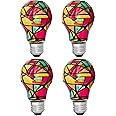Tiffany 4 Pack Stained Glass Light Bulbs - A19 2W (25W Equivalent) E26 Base Mosaic Night & Party Light