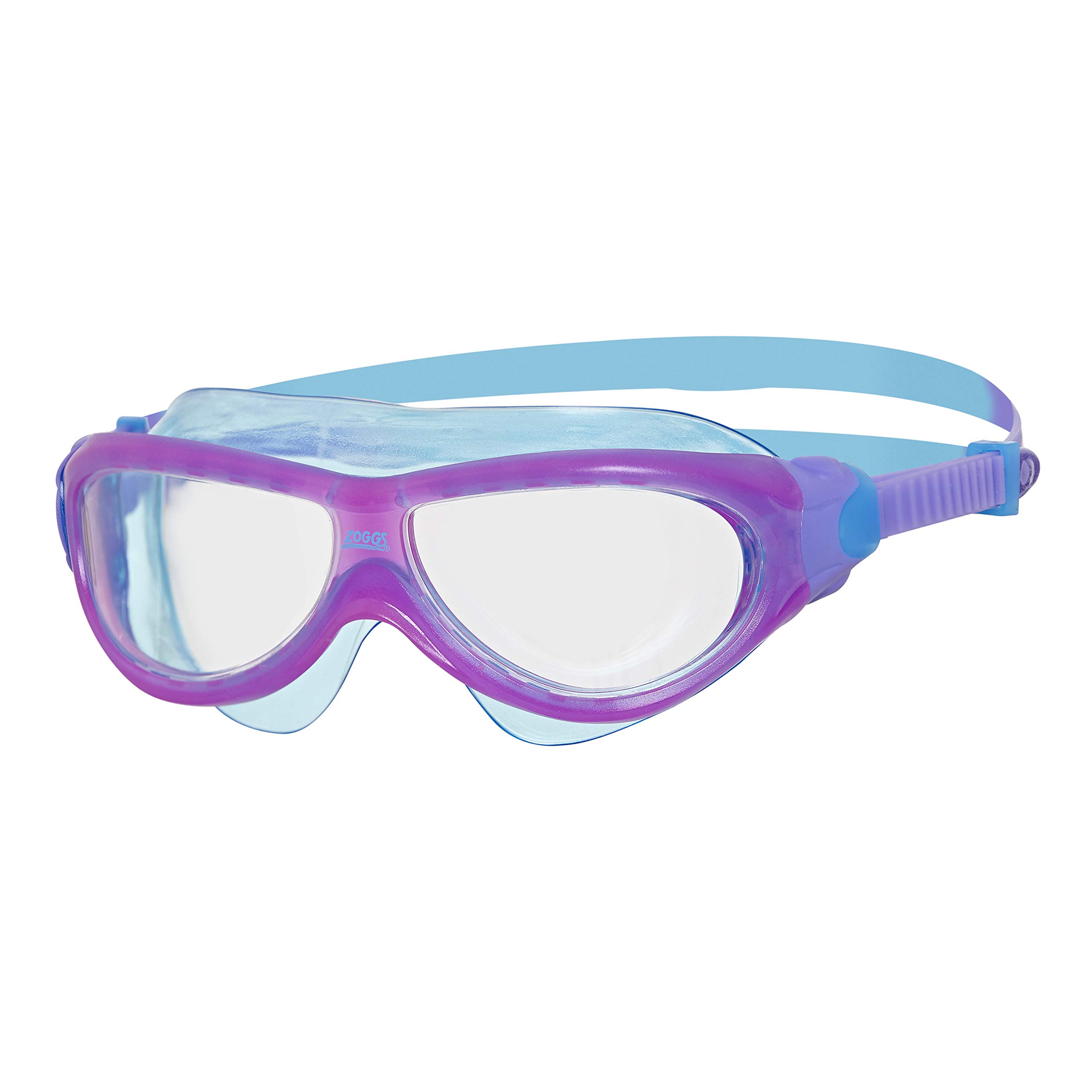 Zoggs Phantom Junior Swimming Goggles, UV Protection Swim Goggles, Quick Adjust Children’s Goggles Straps, Fog Free Clear Swim Goggle Lenses, Swimming Goggles Kids 6-14 Years, Clear, Purple/Blue