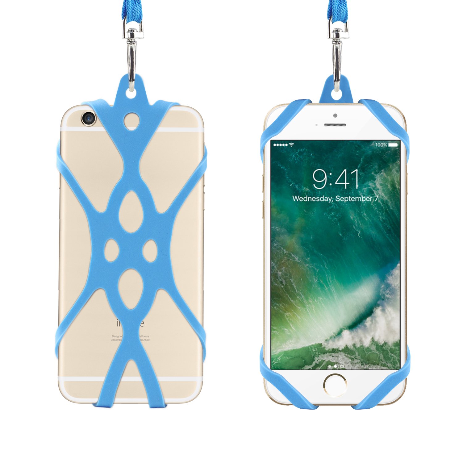 Remeel Phone Lanyard Strap with Universal Silicone Case Holder for iPhone Samsung NOKIA Motorola HUAWEI and Even Smartphone (Light Blue)