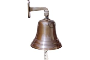 Antique Large Ship's Wall Bell Antique Brass with Bracket & Lanyard Best 9 Inch (JKVIHD)