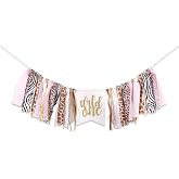 Wild One High Chair Banner, Cheetah 1st Birthday Party Decorations | Wild Animal Print Fabric Banner, First Cheetah Birthday Cake Smash Photo Props, Leopard Print Animal Party Highchair Garland