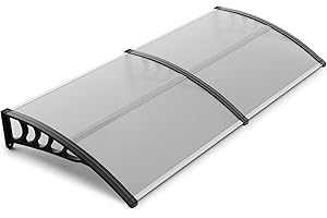 ANTSKU 80"x40" Window Door Awning Canopy, Polycarbonate Cover Entry Door Outdoor Window Awning Exterior, UPF 50+, Front Door Overhang Awning for Sun Shutter, UV, Rain and Snow Protection, Hollow Sheet