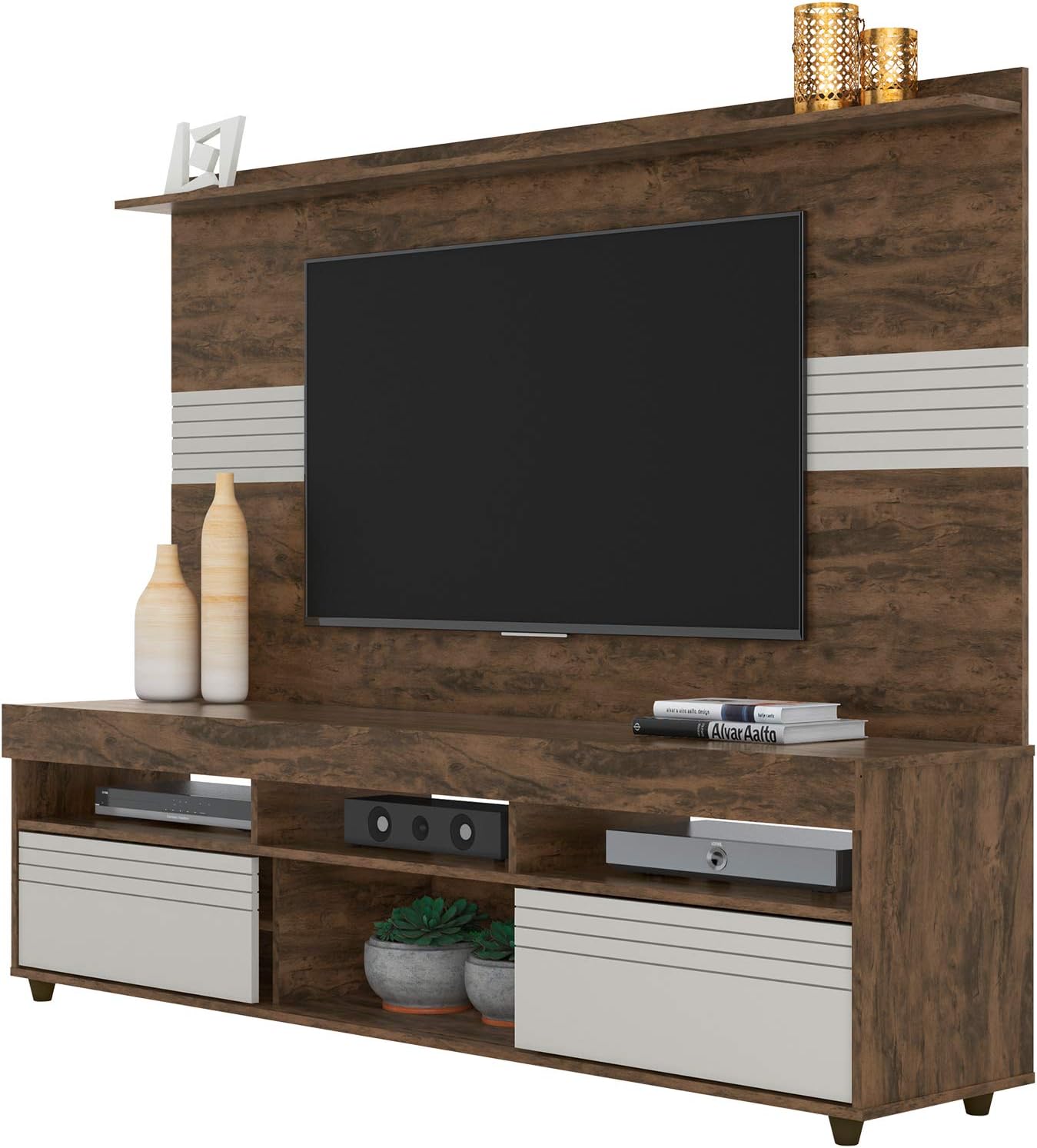 Entertainment Center TV Wall Panel - Topp Essentials Samba Home Entertainment Center Cabinet with Cable Management System and TV Panel for Televisions Up to 60 Inches (Cocoa)