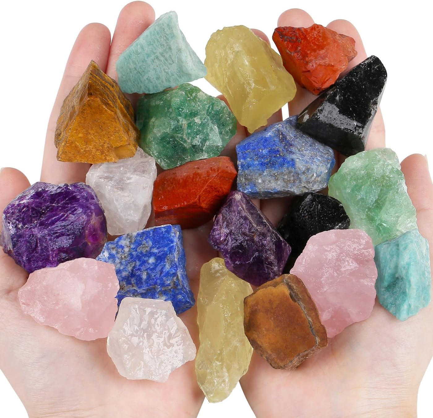 Indoor Fountains & Accessories - QINJIEJIE Assorted Raw Crystals Stones Bulk Gemstones Rocks Large 0.8-1.2