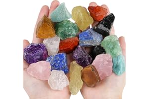 QINJIEJIE Assorted Raw Crystals Stones Bulk Gemstones Rocks Large 0.8-1.2" Raw Stone Wholesale Crystal for Tumbling Cabbing Fountain Decoration Polishing Wicca Reiki 10 Colors 0.88 lbs