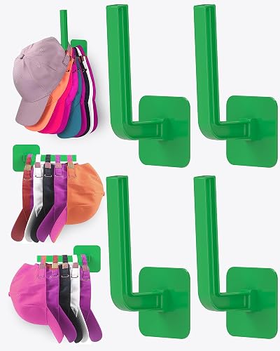 Sunfanie 4-Pack Hat Hooks - Adhesive Wall Mount Hat Rack Organizer For Baseball Caps (Gray) - View #13