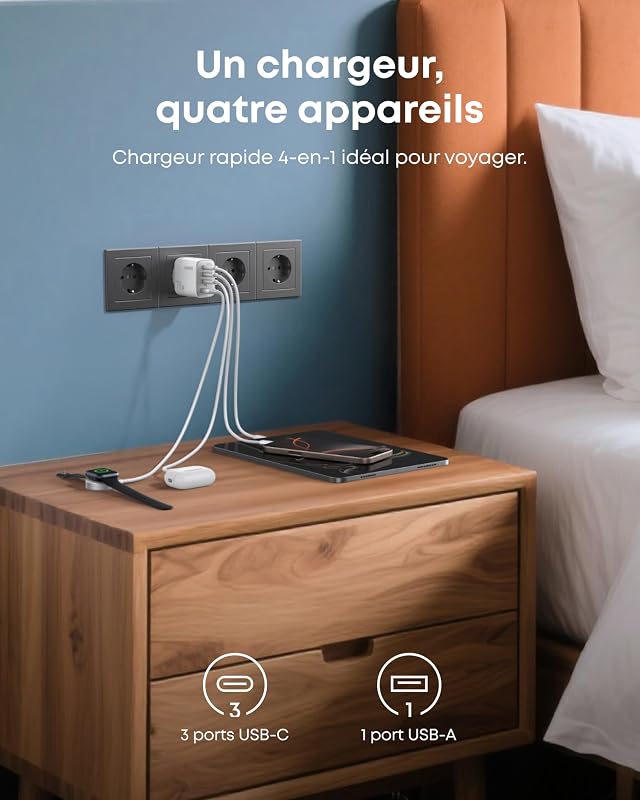 Zolo Chargeur 4 Ports avec Sortie Ultra-Rapide 70W