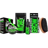 Beard Growth Kit w/GROW XXL Beard Oil/Serum for Facial Hair Growth for Men + 100% Lifetime Replacement Boar Bristle Brush + 2X Thickening Biotin Mustache Wax &amp; Balm for Men - Formulated in America