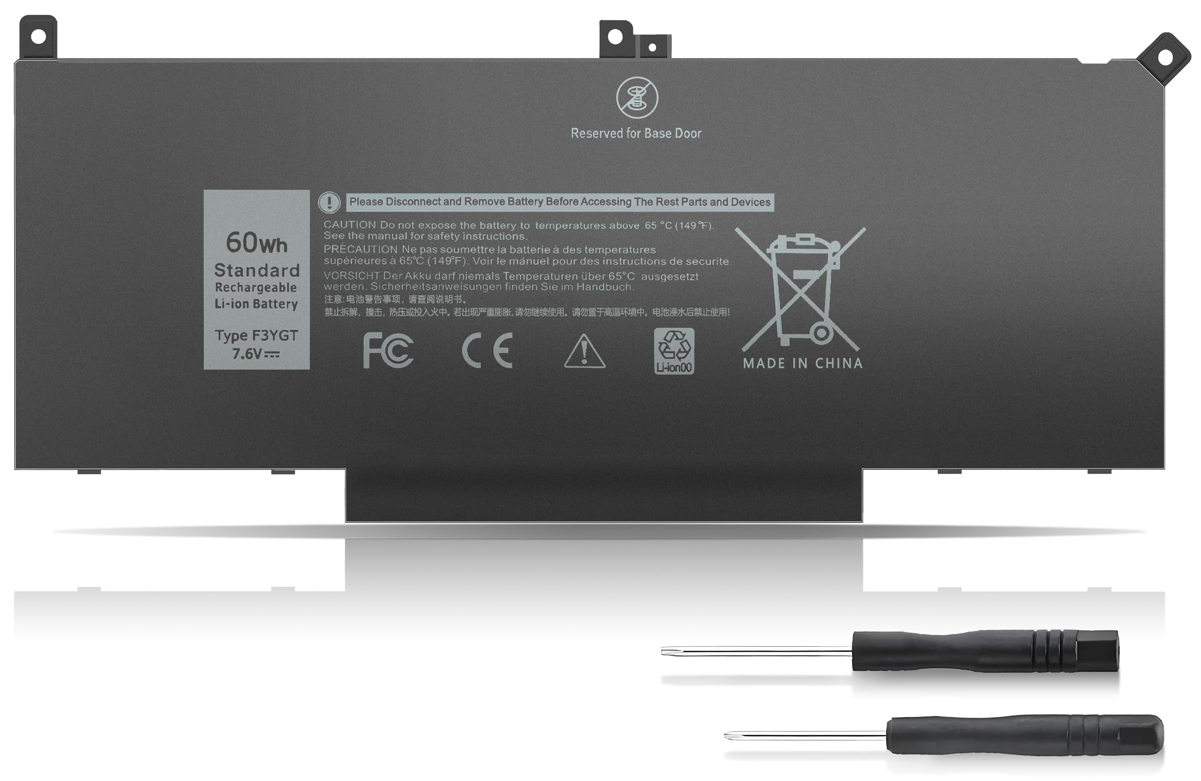7480 F3YGT 2X39G 60WH Laptop Battery for Dell