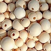 170pcs Large Wood Beads for Crafts 3 Sizes Unfinished Natural Wooden Bead 16mm 20mm 25mm Round Wood Beads for Garland Macrame Jewelry Making Home Farmhouse Decoration