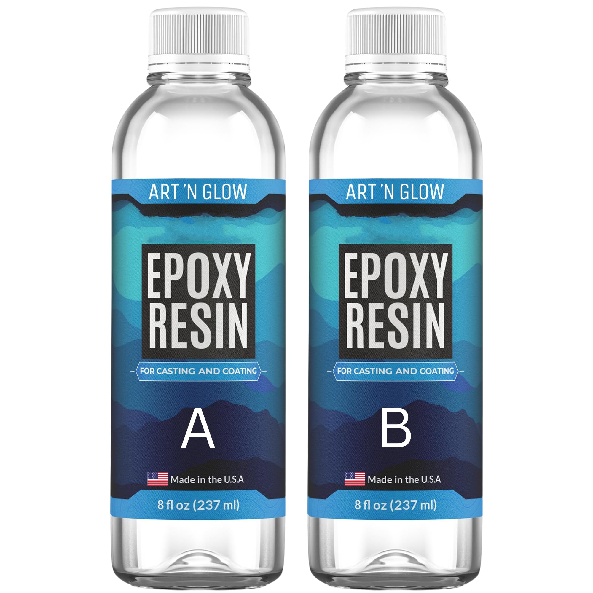 Epoxy Resin for Crystal Clear Casting & Coating – 16 oz Kit – Bubble Free, Non-Yellowing, Two Part, Self-Leveling Art Resin – for Tumblers, Jewelry, Molds, Table Top, & Crafts – USA Small Business