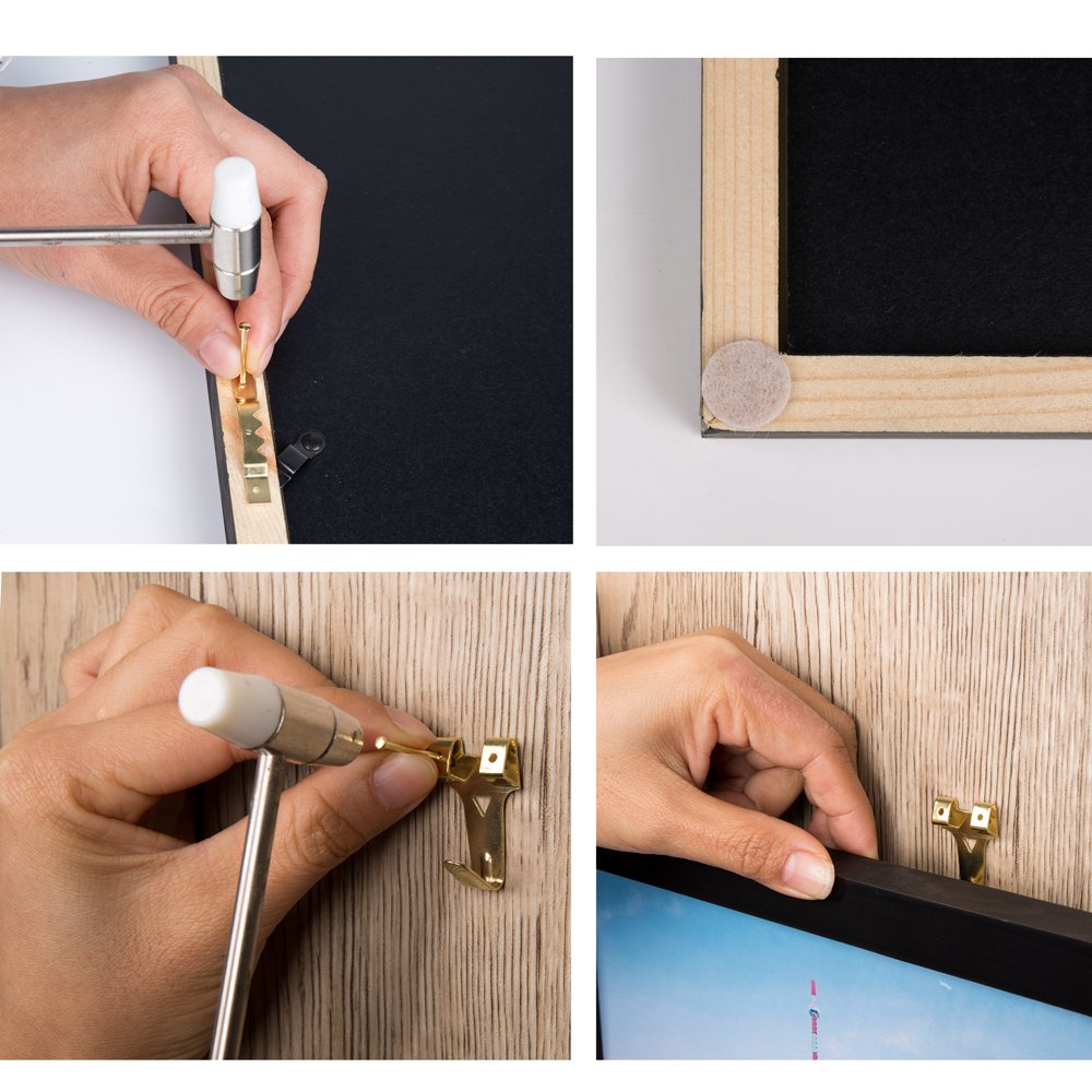 thumbnail image 2 of 20pc Plastic Picture Hooks Kit – Mixed Size Brass Frame Hangers Wall Mount Set 2 of 5