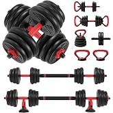 RELIFE REBUILD YOUR LIFE Adjustable Dumbbells Set 6 in 1 Weight Set | Dumbbell Barbell Kettlebells, Push-up, Push up Stand and Ab roller for Workout Home Fitness Equipment