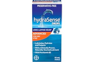 hydraSense Advanced Eye Drops, For Dry Eyes, Fast and Long Lasting Relief, Preservative Free, Naturally Sourced Lubricant, Wi