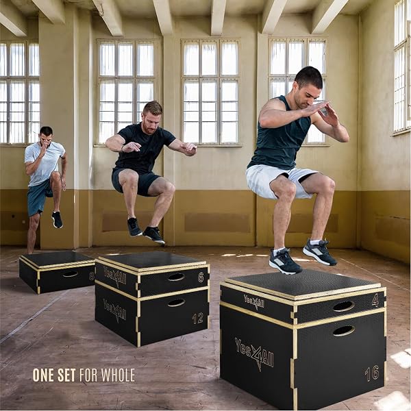 YES4ALL 3 IN 1 WOODEN PLYO BOX, PLYOMETRIC BOX PLATFORM FOR JUMP TRAINING, JUMP BOXES FOR HOME GYM EXERCISE AND OUTDOOR WORKOUT, 6 INCHES